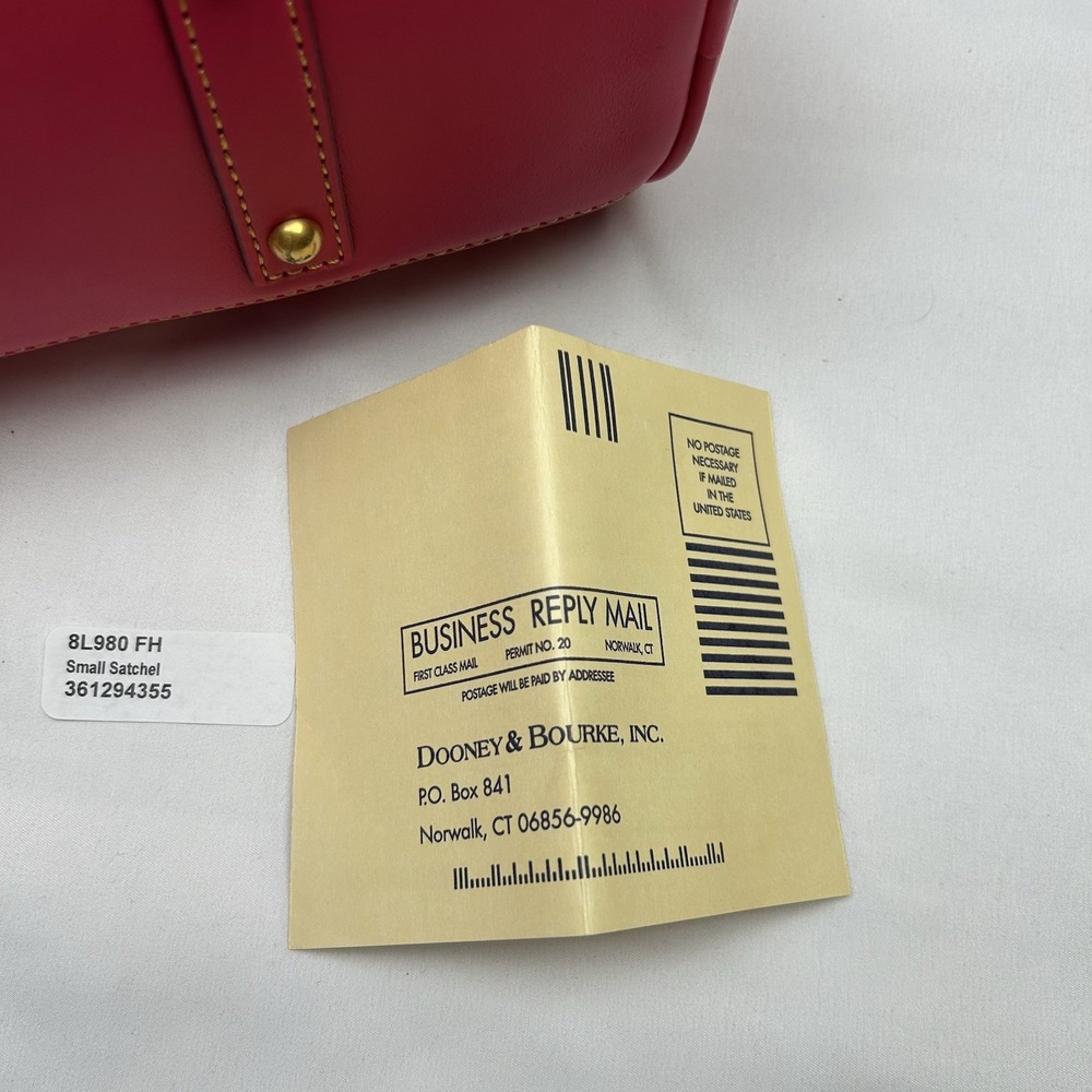 NWT Dooney Bourke 8L980 Small Florentine Leather Satchel Fuchsia Pink Purse Bag - Picture 13 of 16